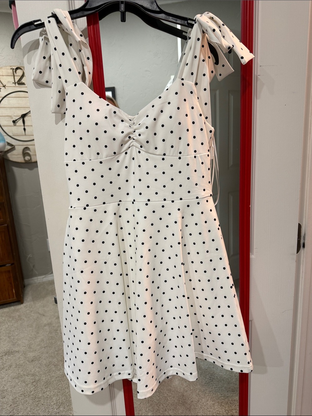 White Polka Dot Tie-Shoulder athletic Sundress
